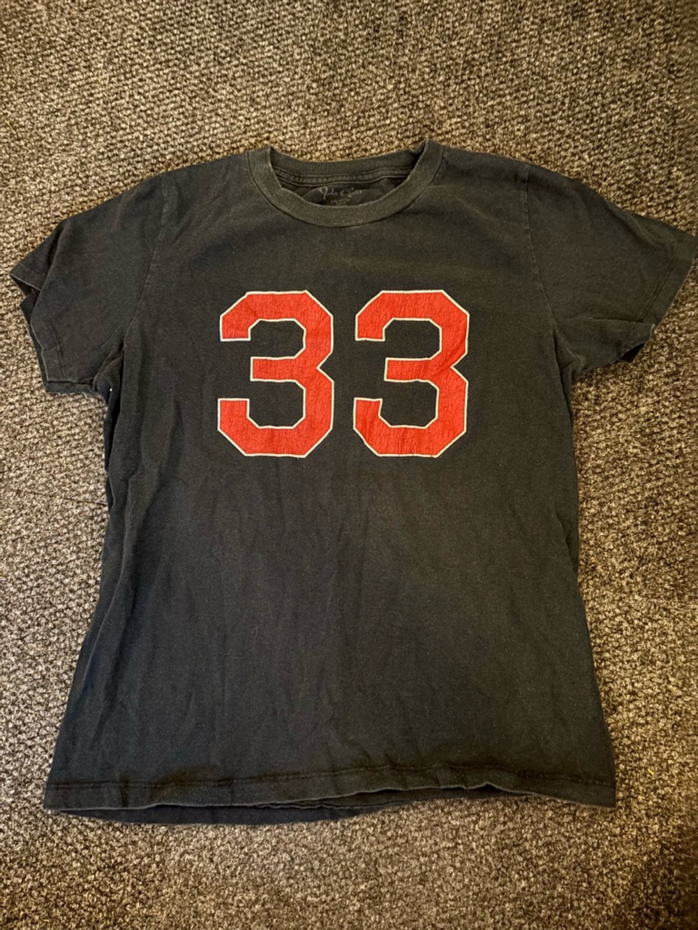 Brandy Melville Black Short Sleeve Tee with Red 33 Graphic
